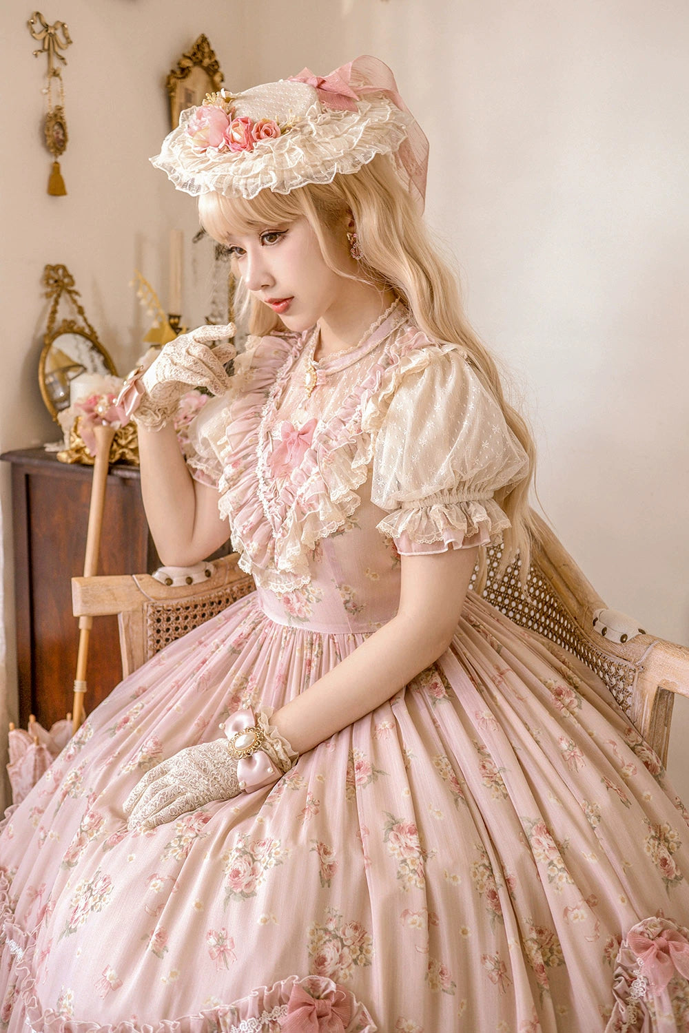 Daydream Rosa 薔薇柄のクラシカルワンピース