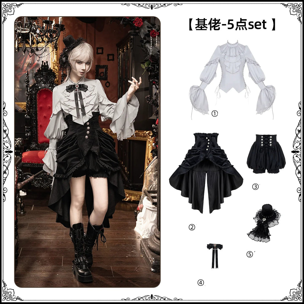 【予約販売】夜鴉 皇子系ゴシックブラウス＆パンツセット