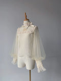 [Only available with simultaneous purchase] Fourteen-line poem sheer stand-up collar blouse