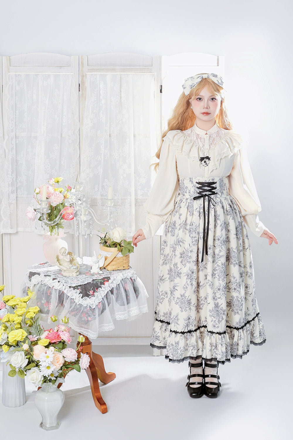 【予約販売】Sketch Wild Rose ハイウエストスカート プリントタイプ