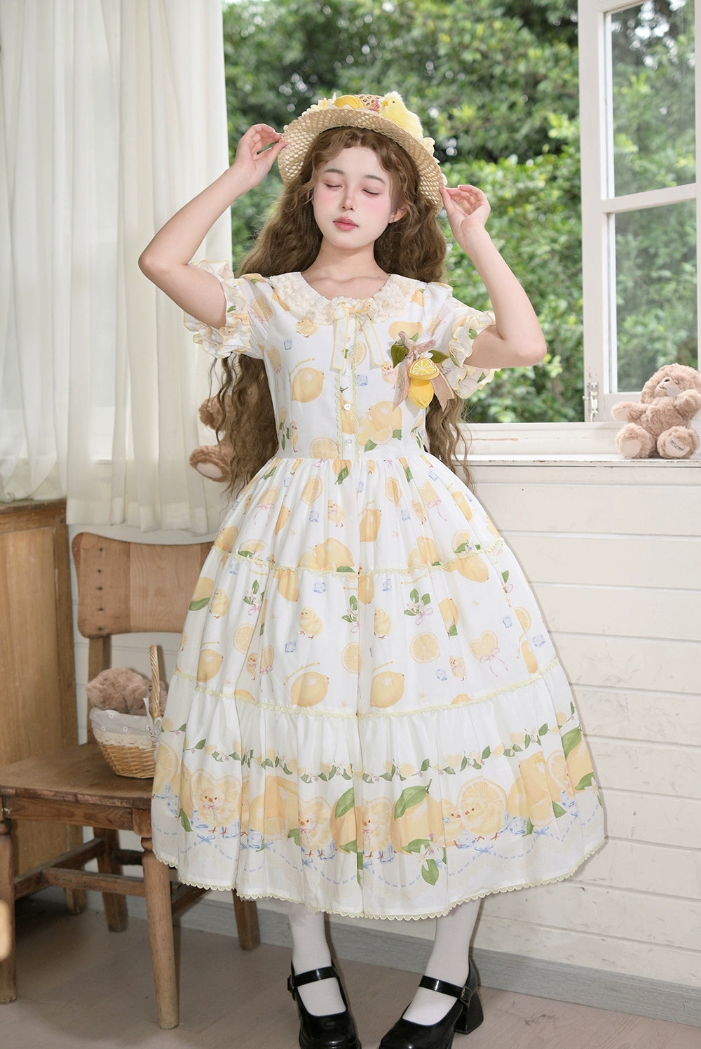 【予約販売】Lemon Sweetie プリント半袖ワンピース・デイリータイプ