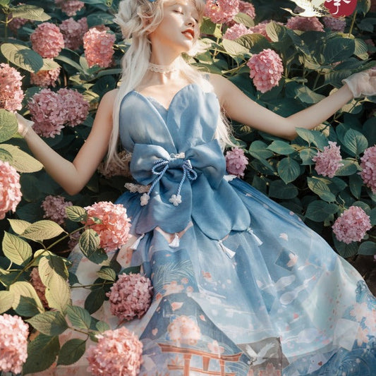 Alice in the Land of Cherry Blossoms Japanese Lolita Petal Jumper Skirt