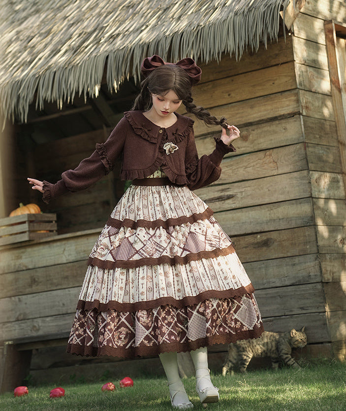 秋色のフローラルジャンパースカート