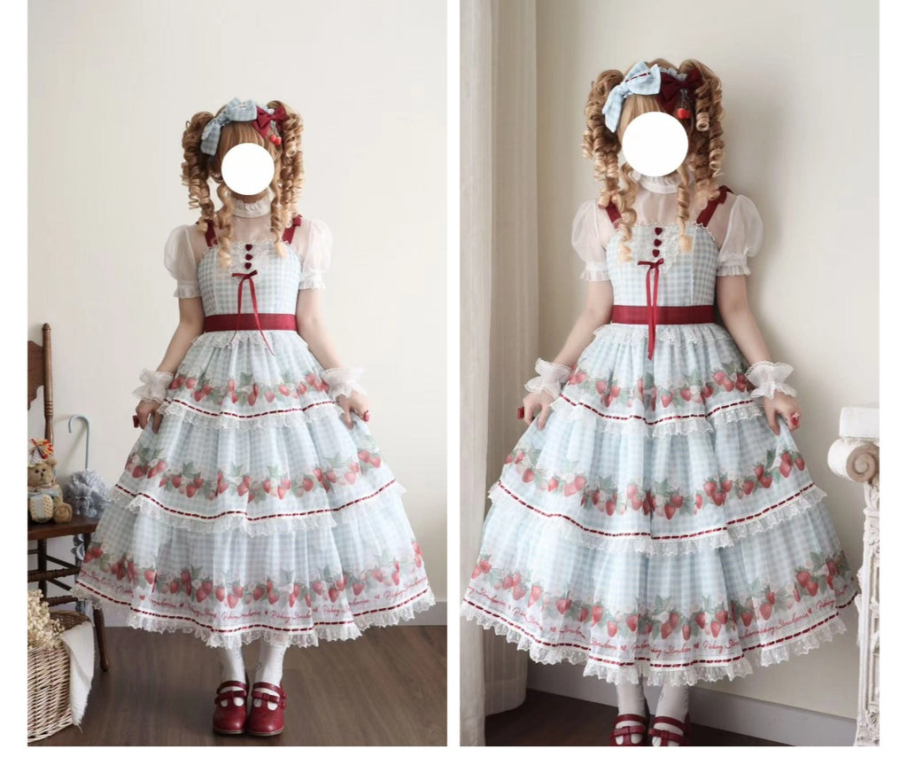 [Pre-orders accepted until 3/5] Have a Picnic, May Strawberry Gingham Check Jumper Skirt