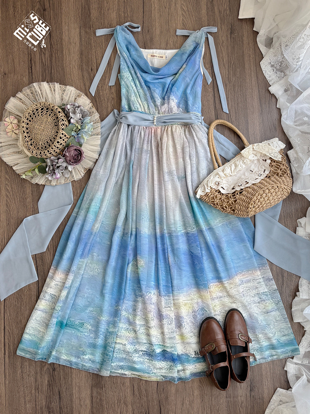 【予約販売】Elegance Greek 油彩画風プリントジャンパースカート・新色