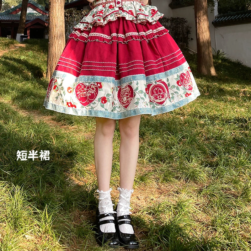【販売期間終了】Apple Paradise トップス＆スカートのセット・ショート丈