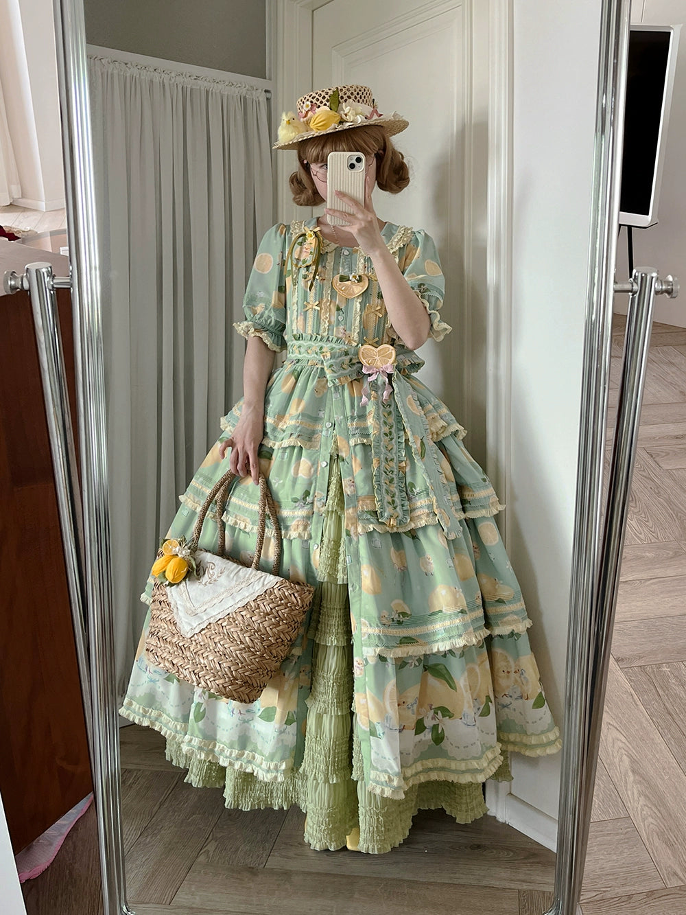 【予約販売】Lemon Sweetie プリント半袖ワンピース・ラグジュアリータイプ