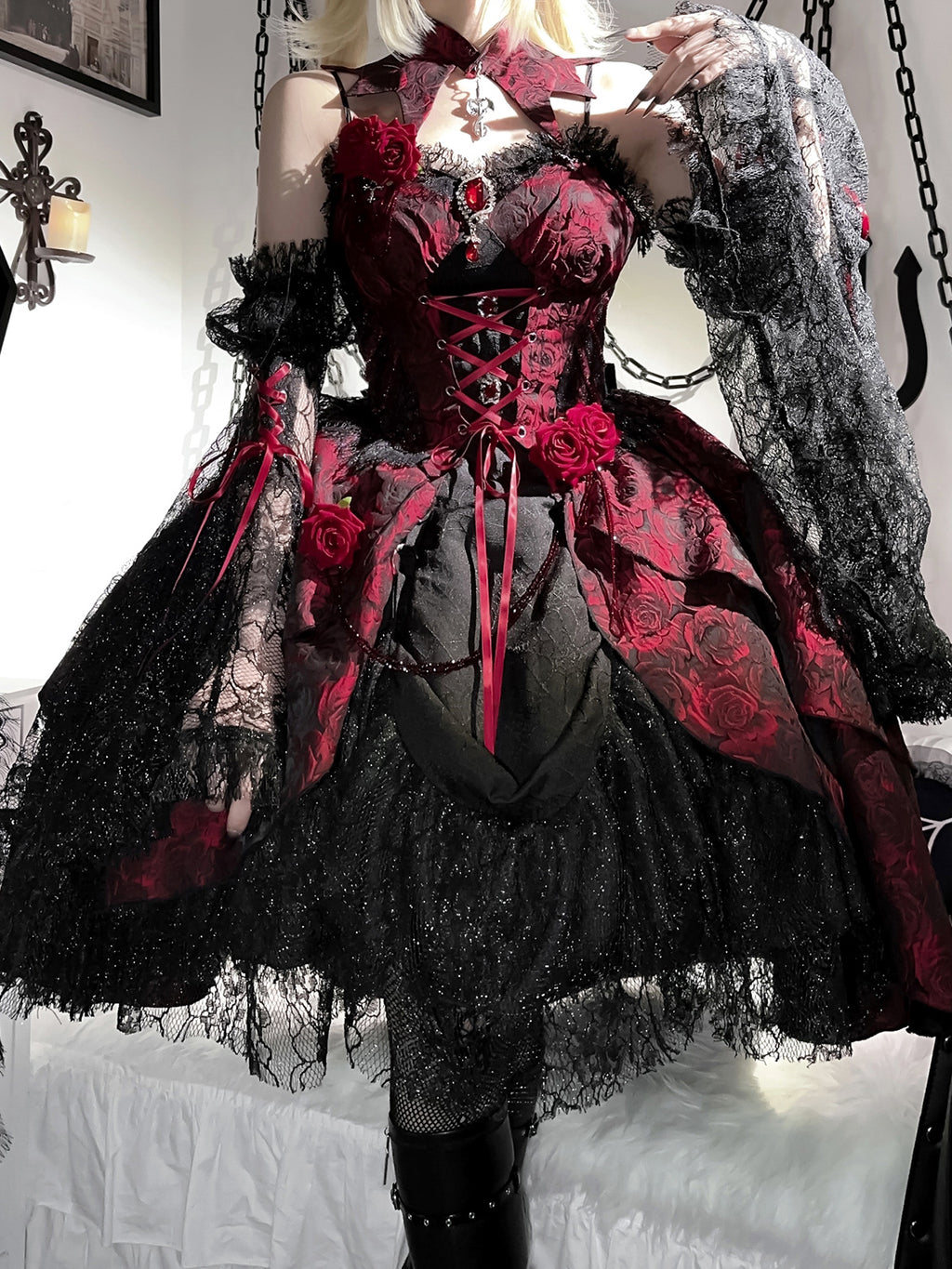 Dark Crimson Rose ゴスロリジャンパースカート