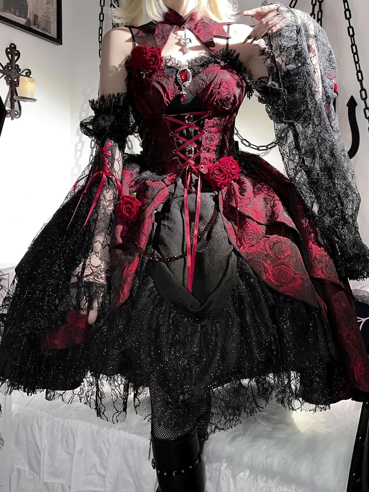 Dark Crimson Rose ゴスロリジャンパースカート