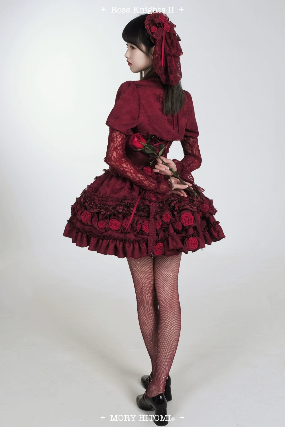 [Pre-orders available until 1/8] Rose Knight II Jacquard Lace Jumper Skirt and Bolero - Red