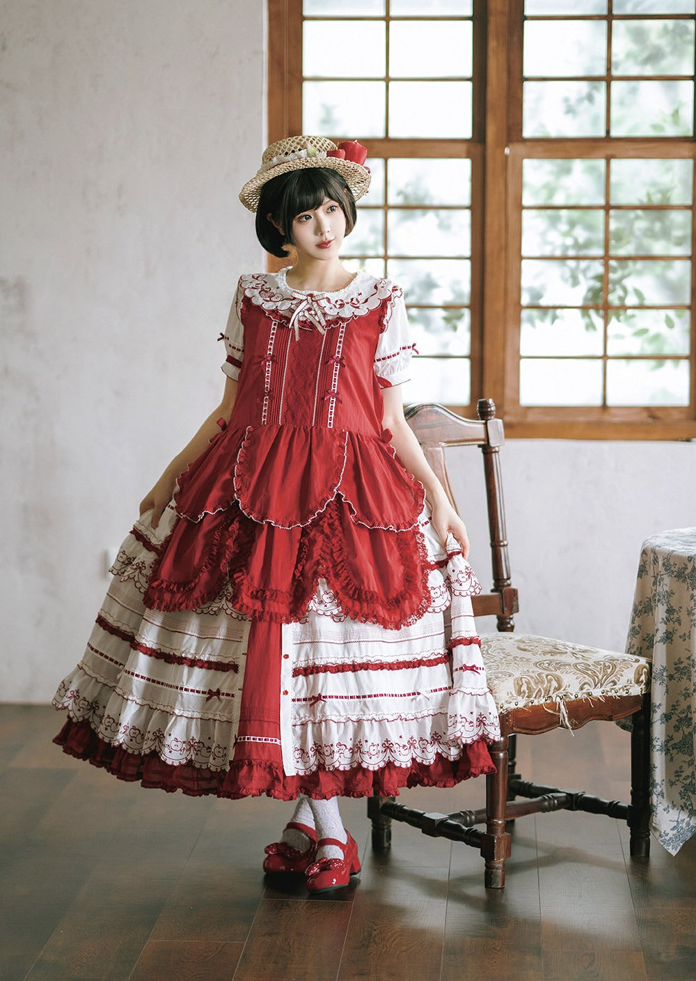 【受注予約7/22まで】四季の果樹園 ティアードジャンパースカート