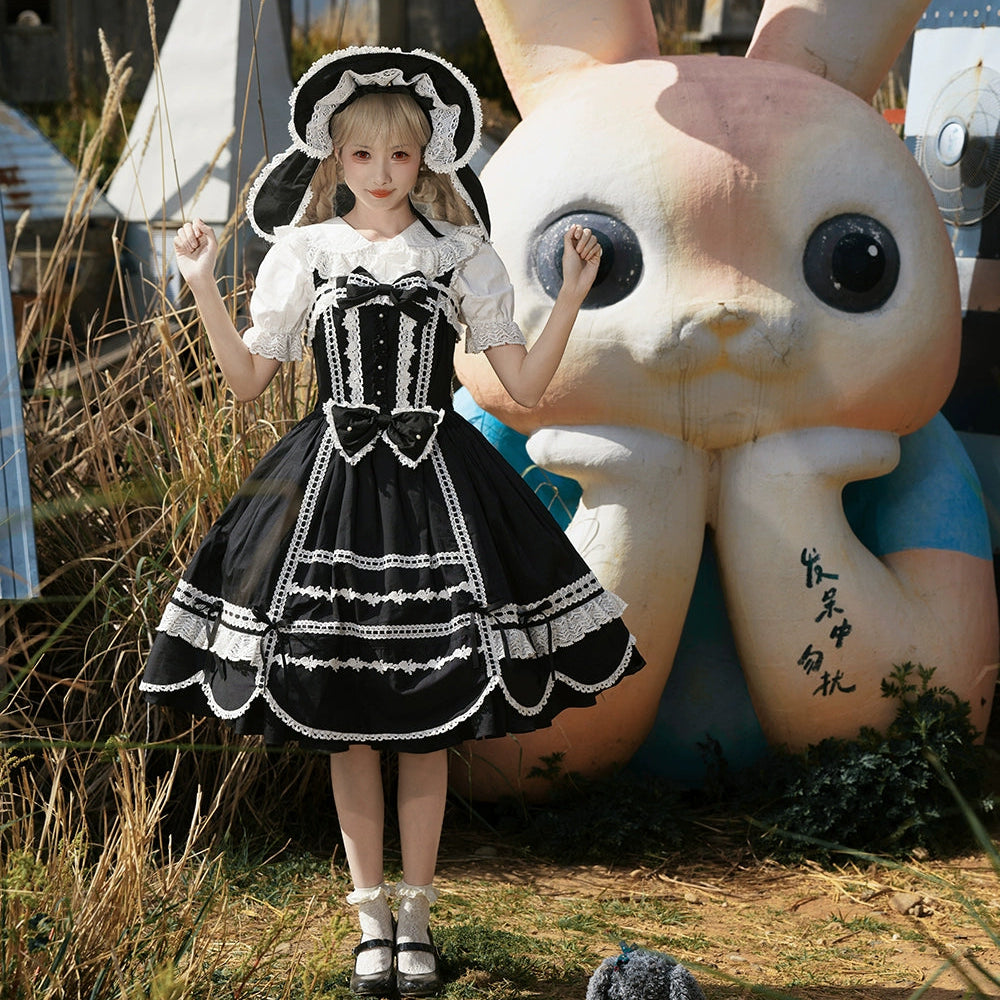 【予約販売】Antique Petal Rabbit リボンジャンパースカート