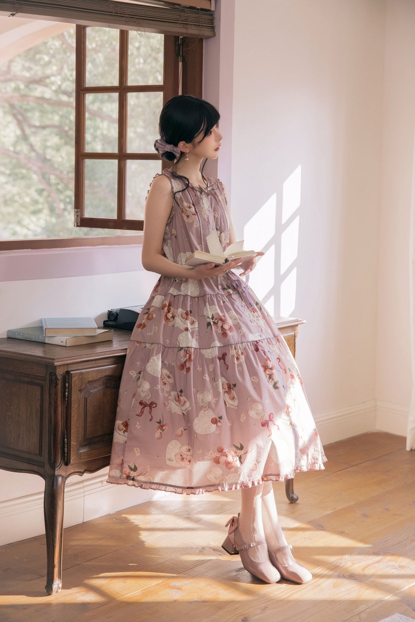 【受注予約1/22まで】Litchi Tea プリントジャンパースカート