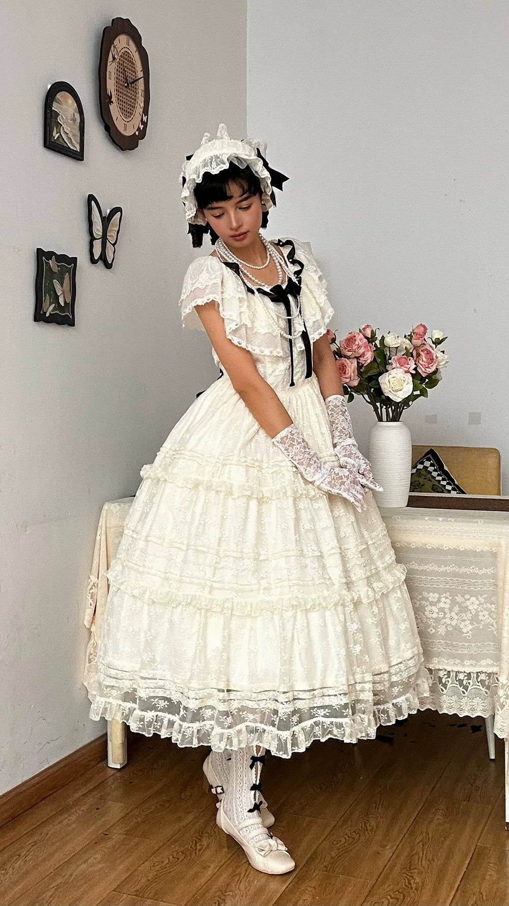 【受注予約10/13まで】Dream Lace ショールレースジャンパースカート