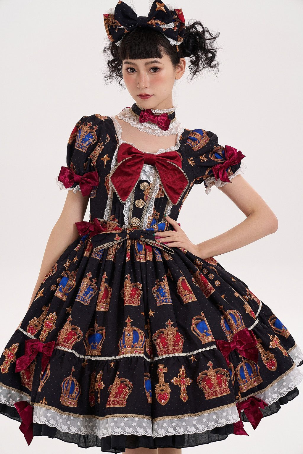 【再販・受注予約3/9まで】Star Crown ベルベットリボンのプリントワンピース