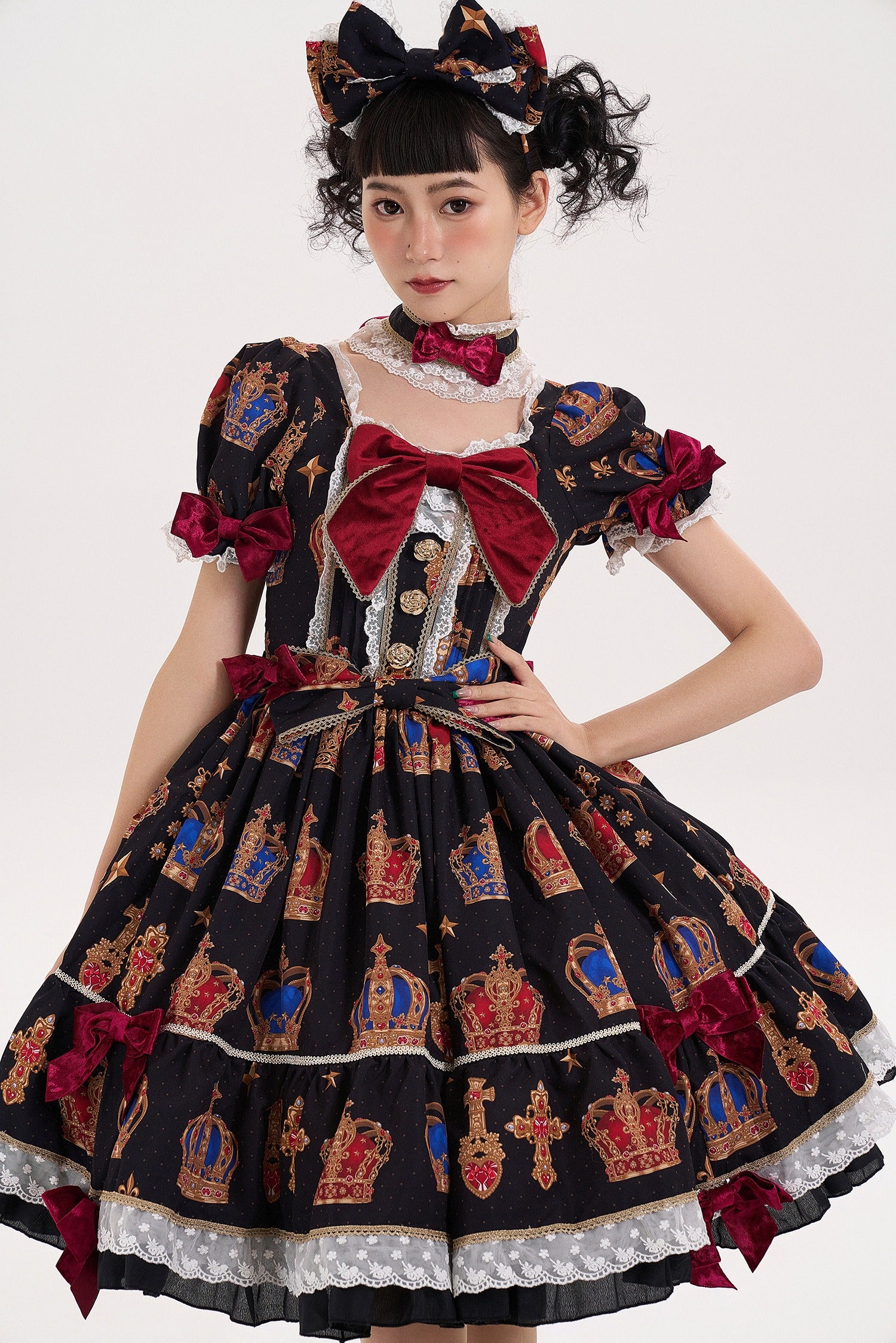 【再販・受注予約3/9まで】Star Crown ベルベットリボンのプリントワンピース