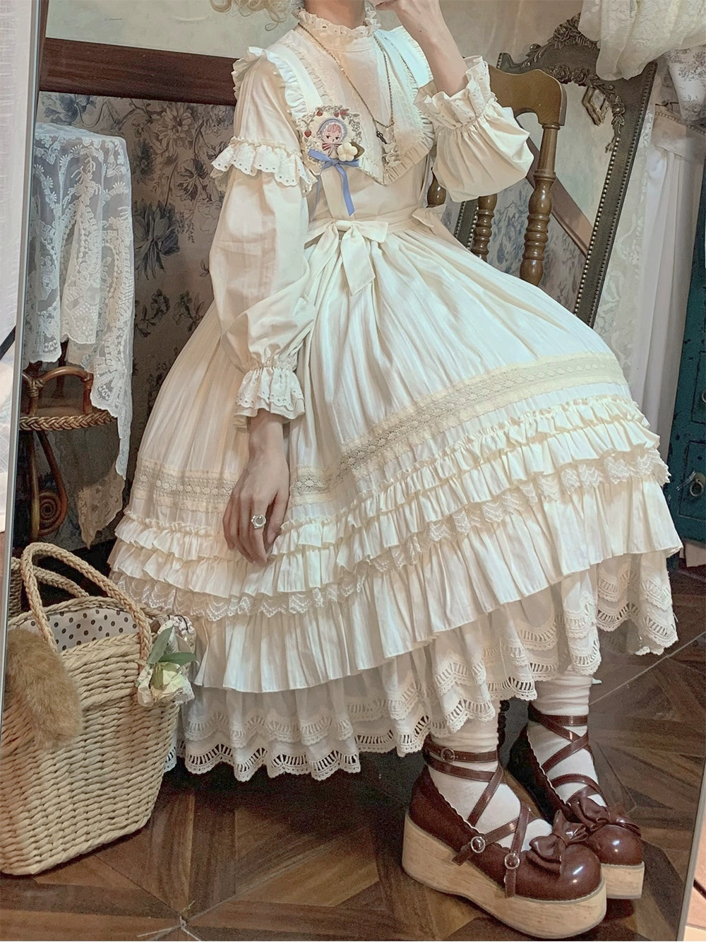 【予約販売】Sweetie Sheep ショルダーストラップ付きスカート・無地タイプ
