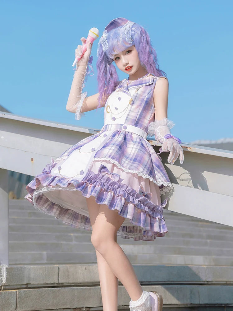 Starry and Radiant sweet check idol style jumper skirt