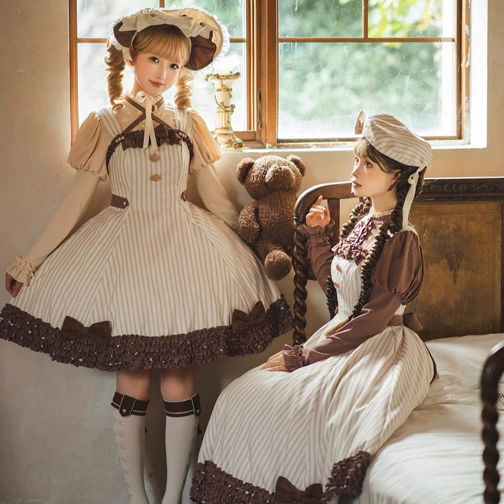 [Pre-orders available until 12/4] Classic Chocolat Stripe Ribbon Tie Blouse