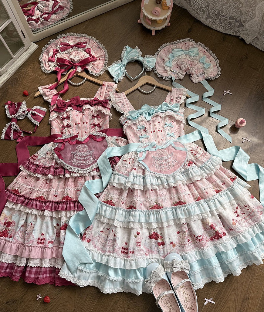 【受注予約6/18まで】Cherry Cake ティアードジャンパースカート