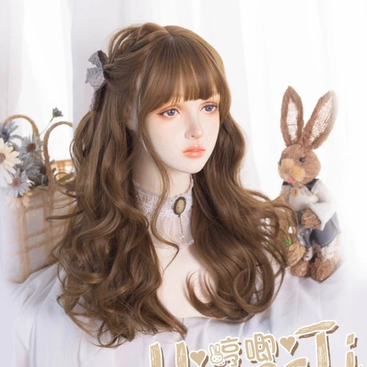 Lolita wig, honey brown, loose and curly, long