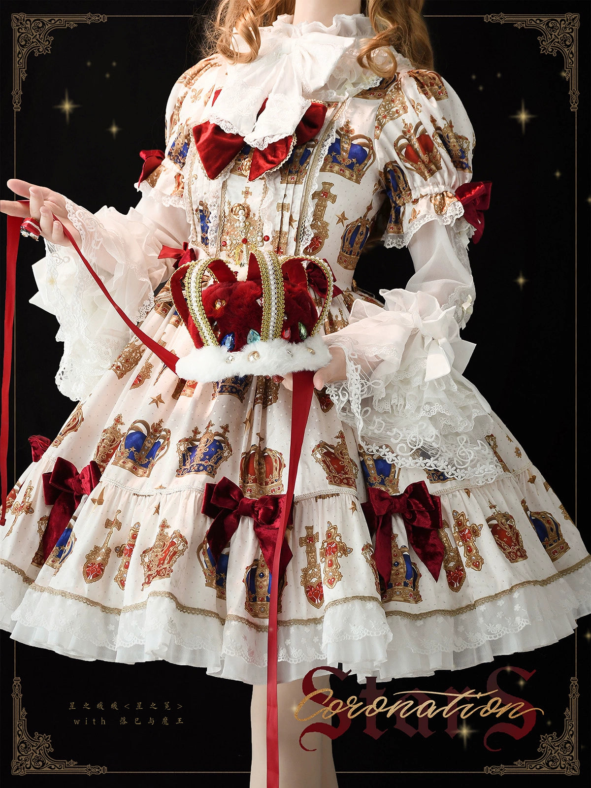 【再販・受注予約3/9まで】Star Crown ベルベットリボンのプリントワンピース