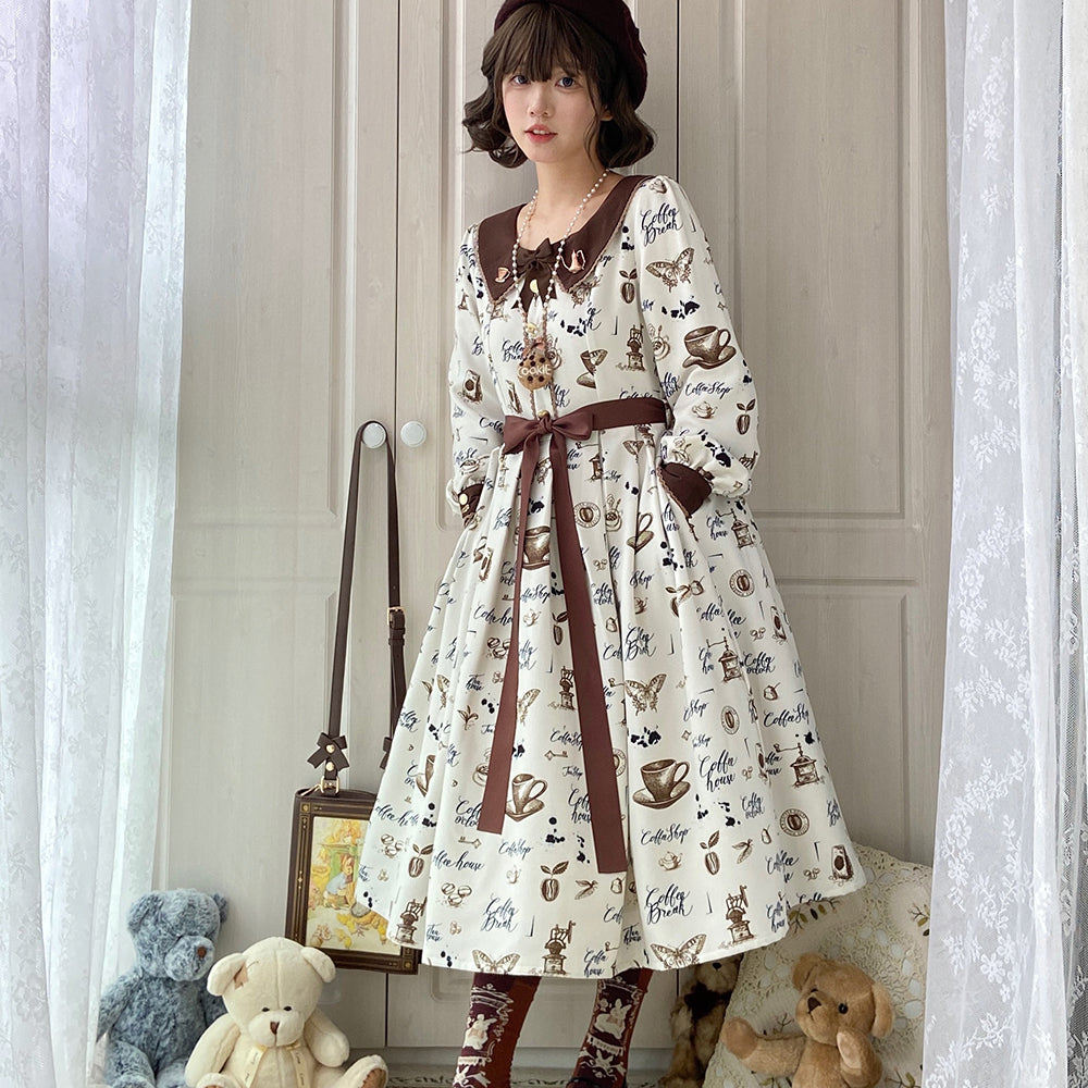 【予約販売】Caramel Latte Sweet レトロガーリーワンピース