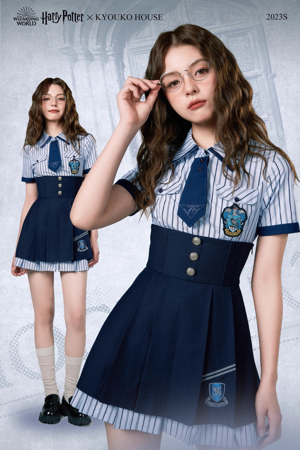 【予約販売】ホグワーツ魔法魔術学校 半袖ストライプワンピースとミニスカート