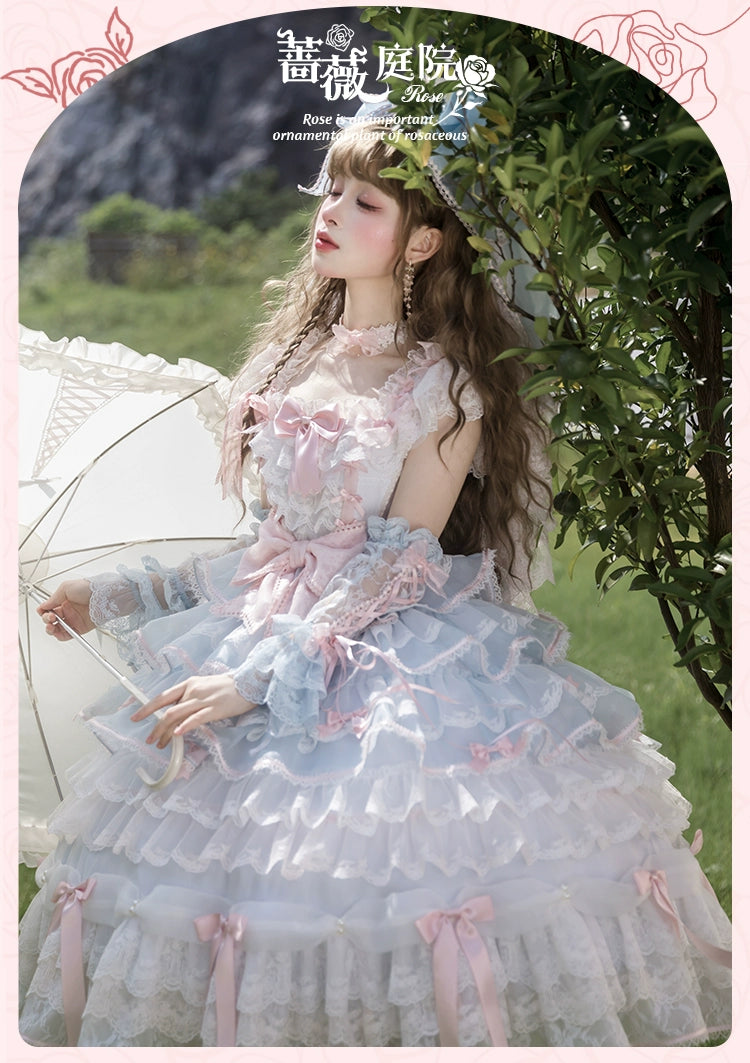 【受注予約8/6まで】Rose Courtyard レースとリボンのドレス・新色