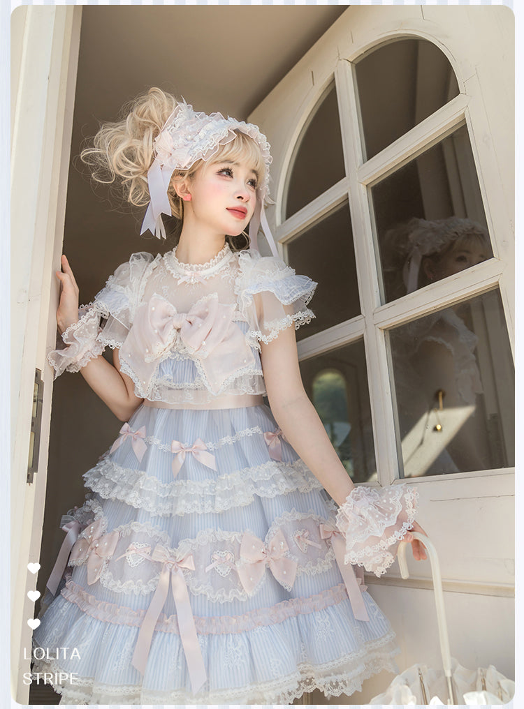 【受注予約5/14まで】Striped Maiden レースのハイネックワンピース