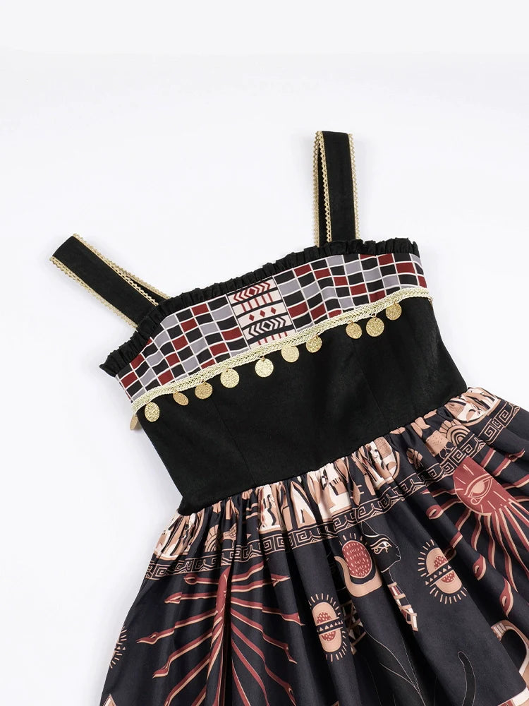 Cat God Egyptian Motif Jumper Skirt and Corset