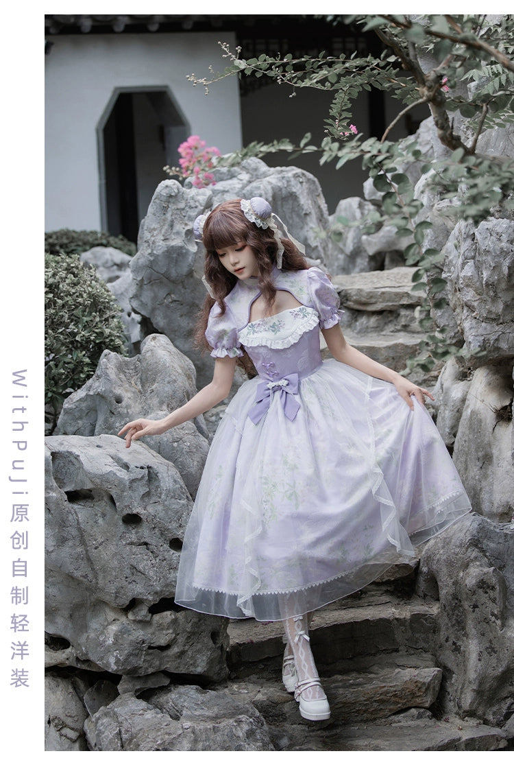 Lilac embroidery Mao collar Hana Lolita dress