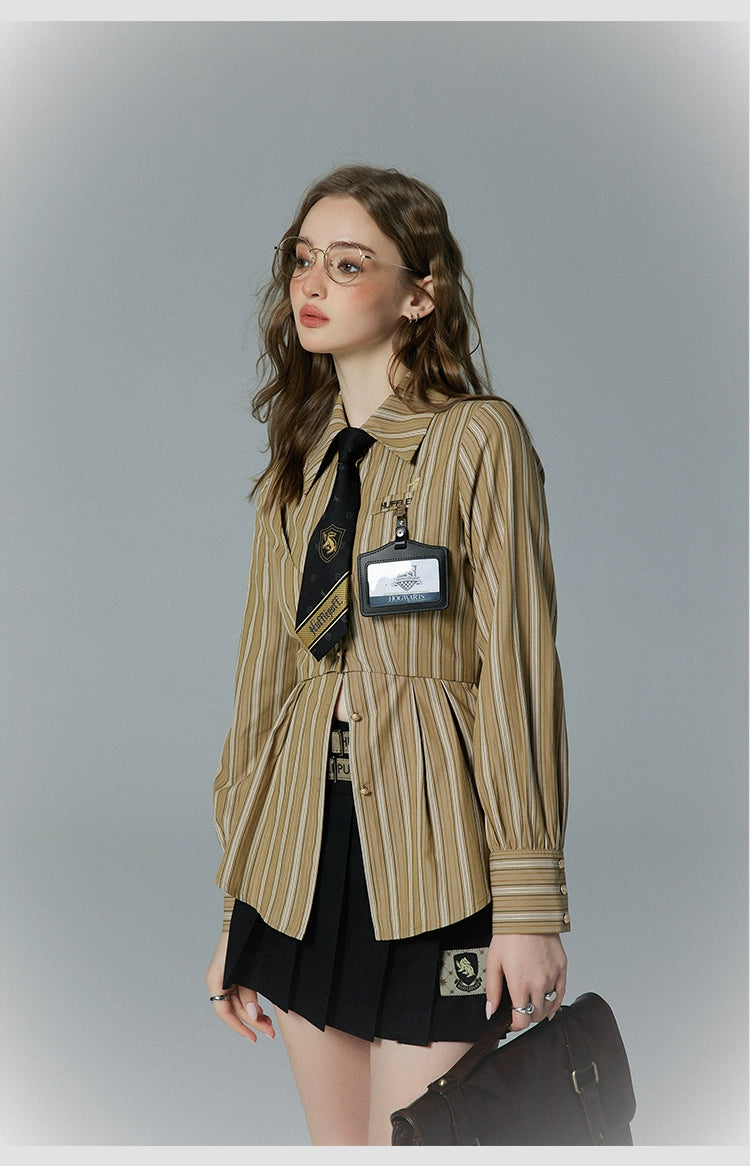 [Pre-order] Hogwarts School of Witchcraft and Wizardry Fake Two Piece Striped Blouse