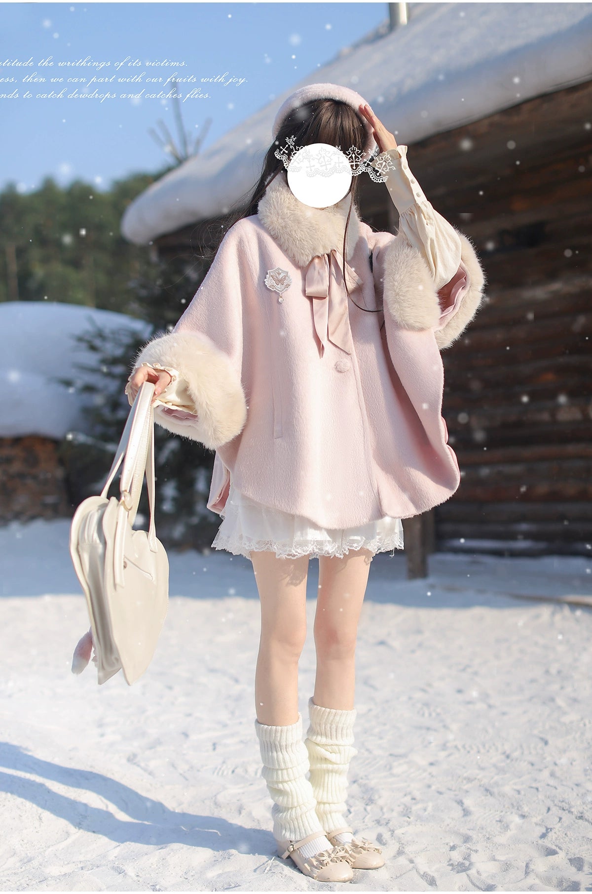 Powder pink fur cape