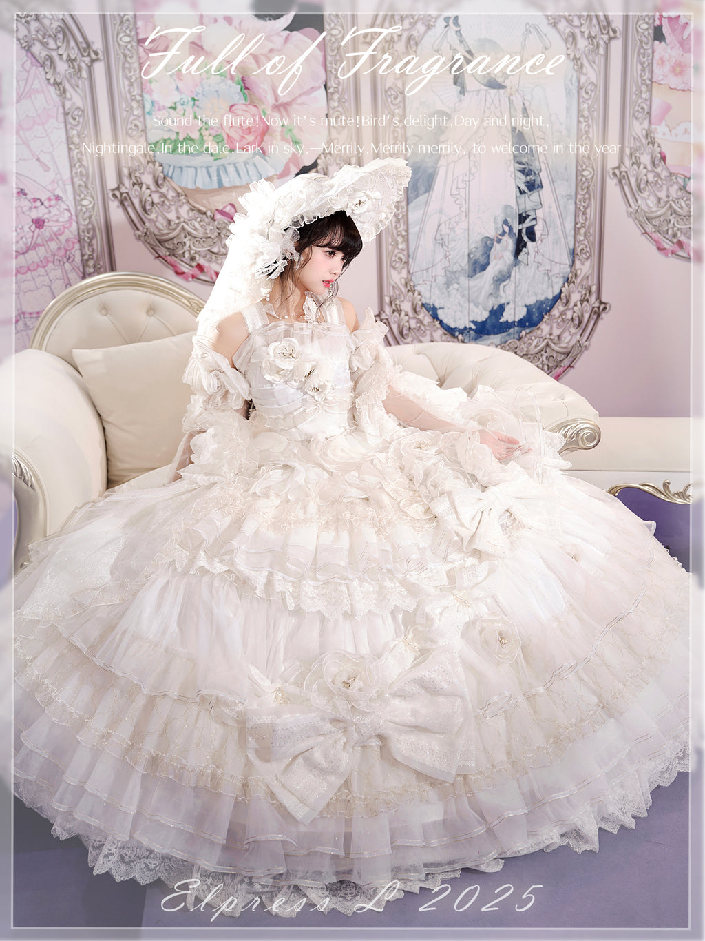 [Pre-orders available until 2/26] Full of Fragrance Dress with Train and Inner Skirt - White