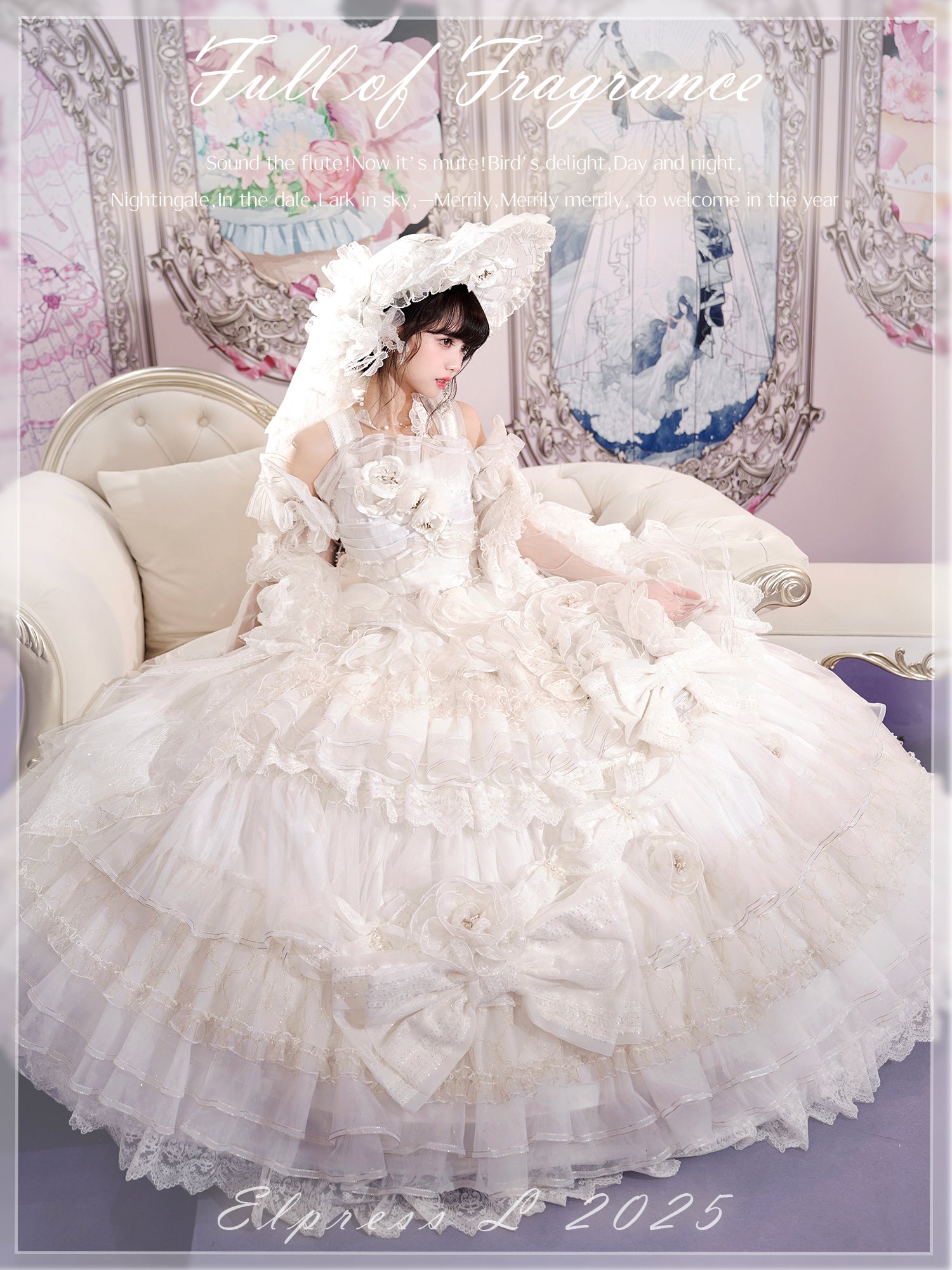[Pre-orders available until 2/26] Full of Fragrance Dress with Train and Inner Skirt - White