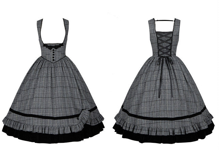 Previous Letter グレーチェックのジャンパースカート