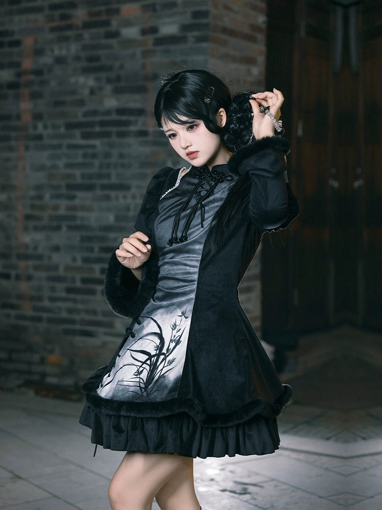 黒蘭 ショルダーカットワンピース