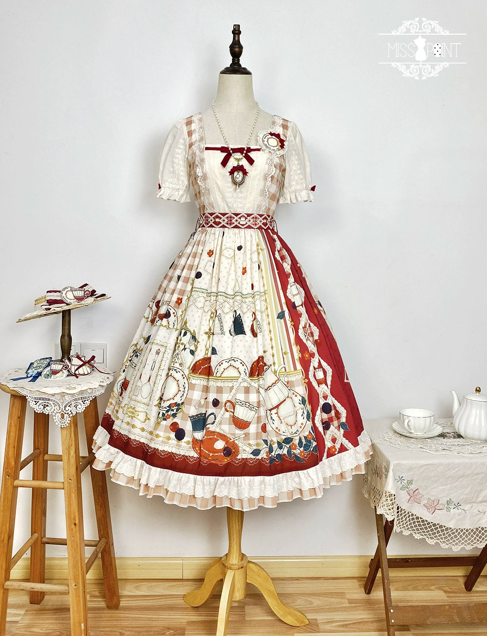 【予約販売】Picnic Tea Party スクエアネックワンピース