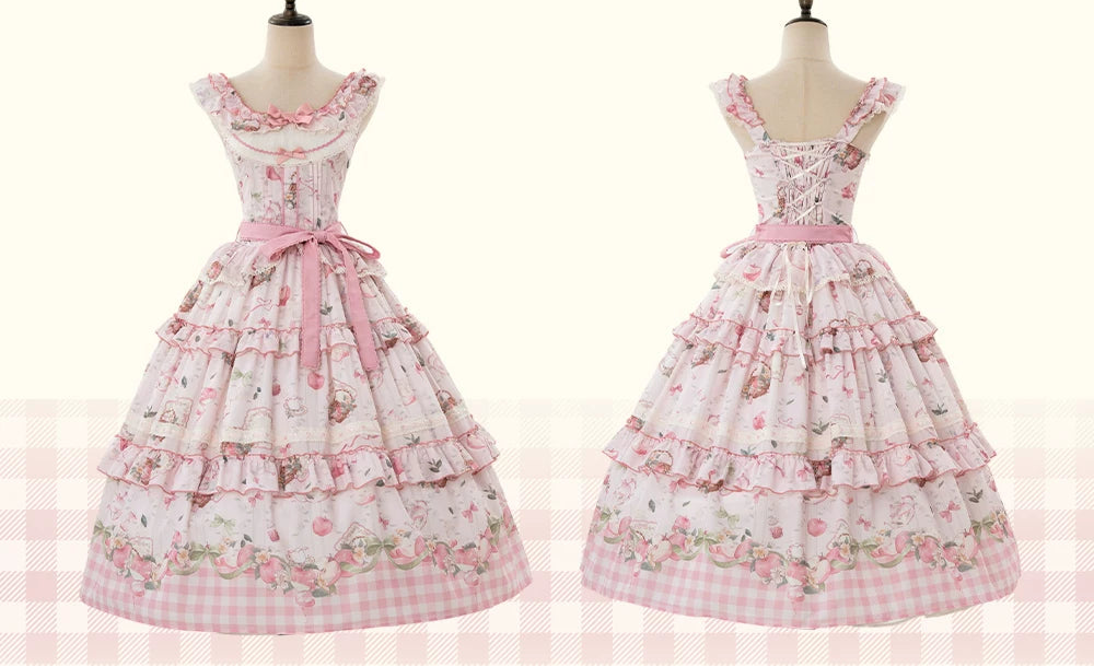 【受注予約9/2まで】Natural Apple Tea ガーデンジャンパースカート・ピンク