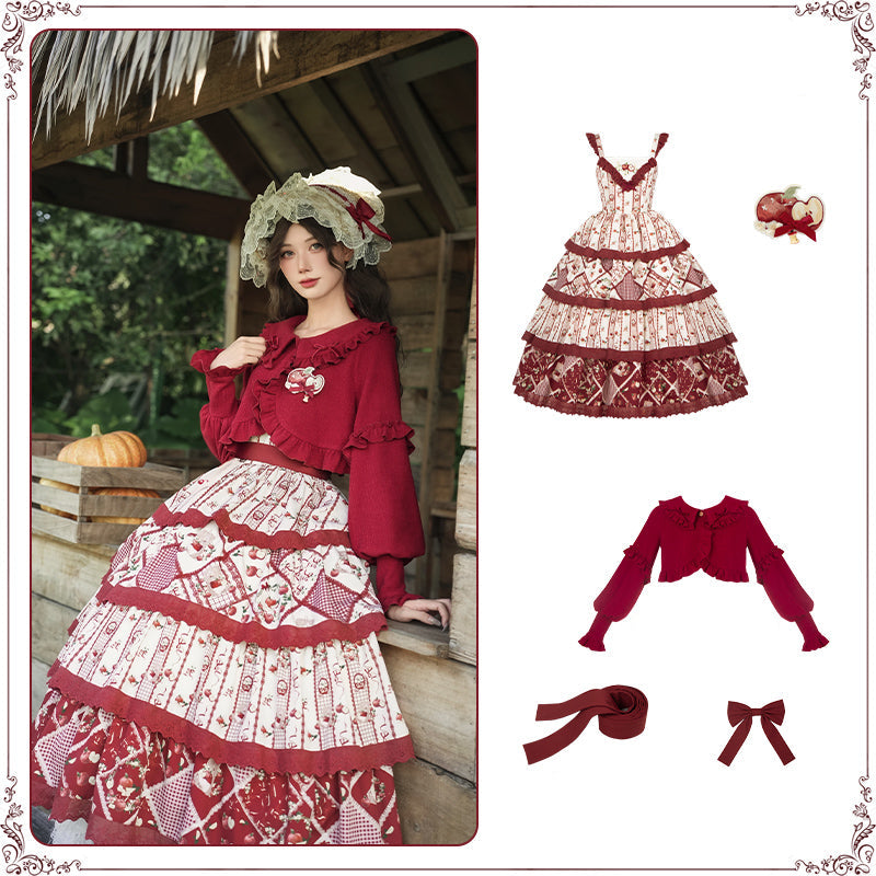 秋色のフローラルジャンパースカート