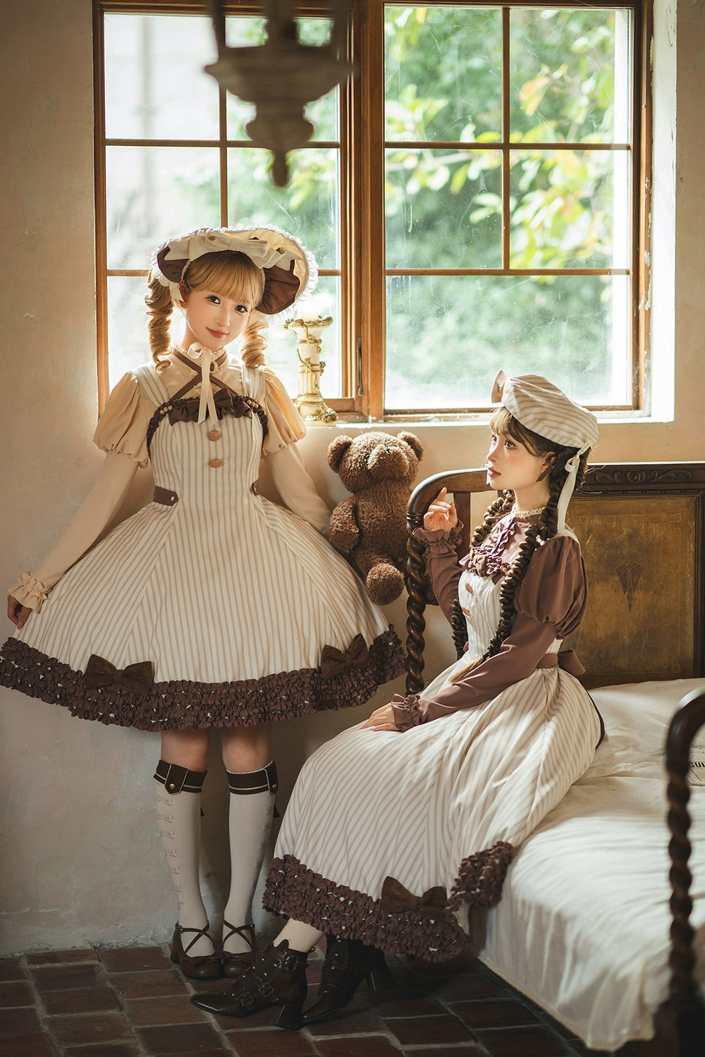 【予約販売】Classic Chocolat Stripe ストライプジャンパースカート・ロング丈