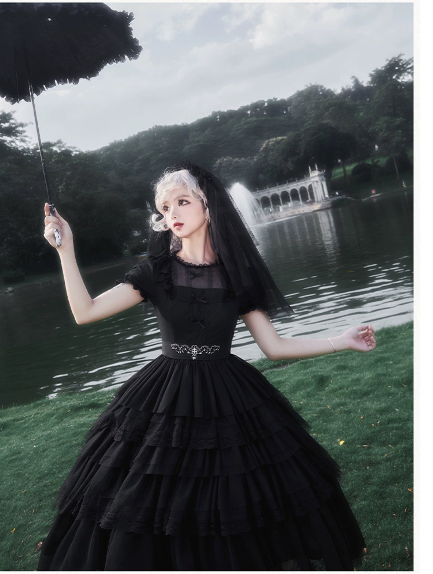 Dark Fairy 5-tiered ruffled tulle dress