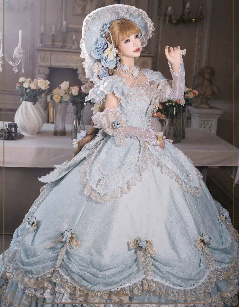 【受注予約9/16まで】With Bell プリンセスドレス ロング丈・パステルブルー