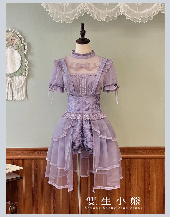 【受注予約4/28まで】Camellia Dream ヴェール付サスペンダーショートパンツ