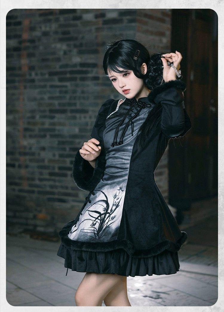 黒蘭 ショルダーカットワンピース