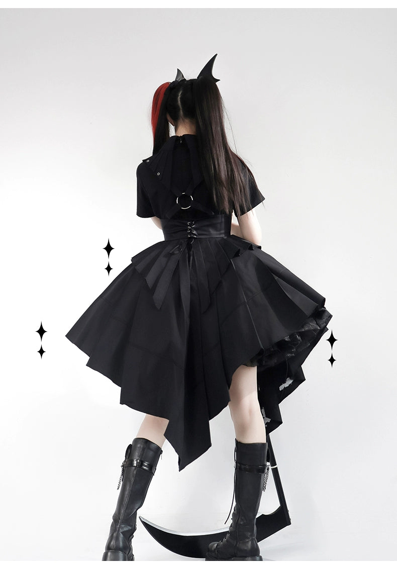 Grim Reaper 骨プリントのコルセット付きワンピース