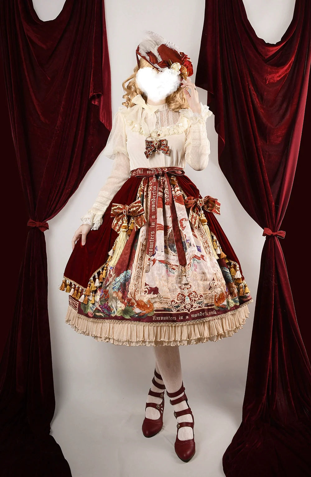 【同時購入のみ】Wanhua Mirror ベルベットオーバースカート キルトピン付