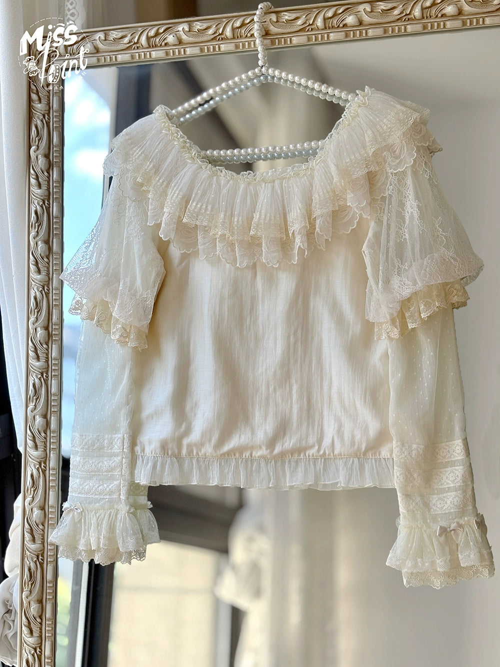 【受注予約9/25まで】Noble Garden 付け袖付きレースブラウス