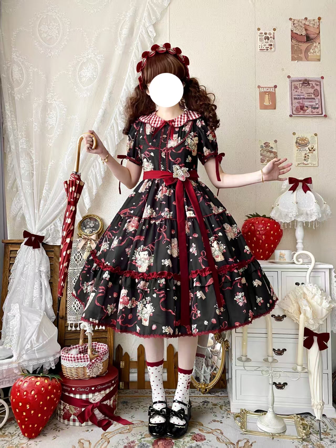 【同時購入のみ】Strawberry Bears イチゴブローチ
